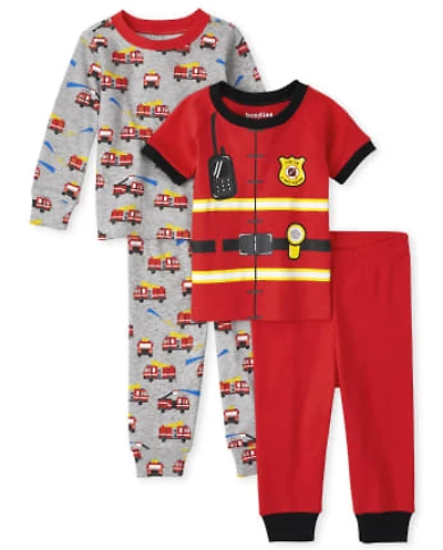 Baby And Toddler Firefighter Snug Fit Cotton Pajamas 2-Pack