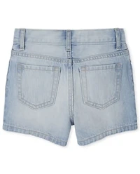Girls Button Front Denim Shortie Shorts