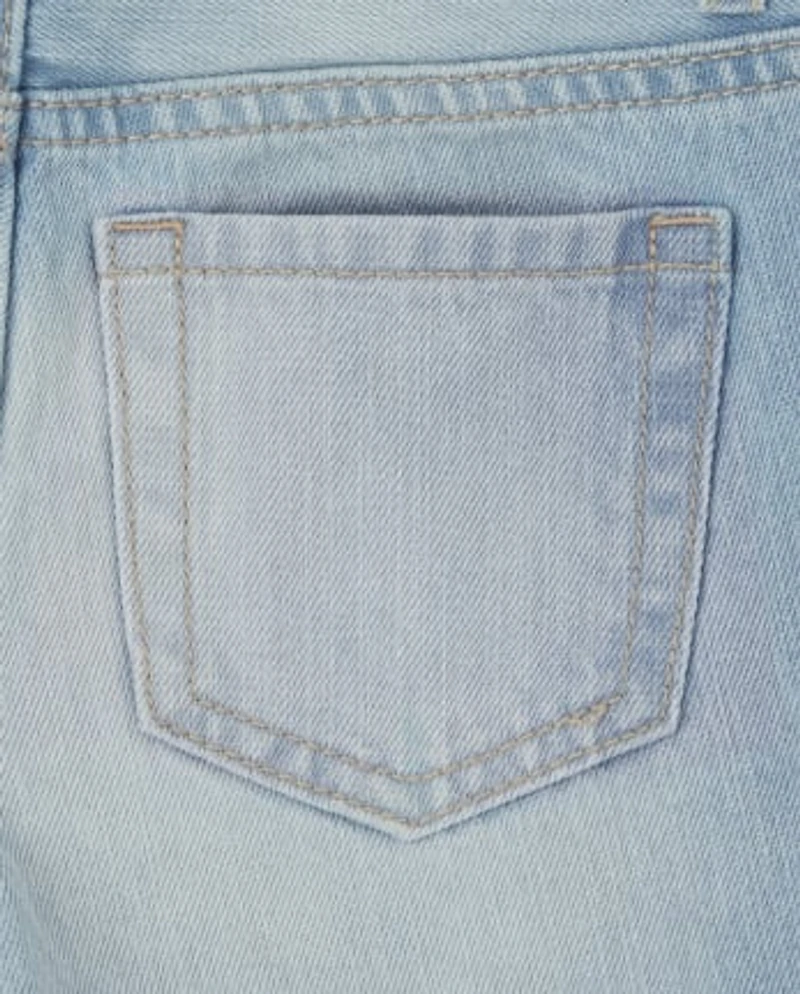 Girls Button Front Denim Shortie Shorts