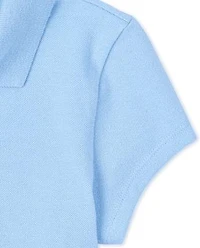 Lot de polos en piqué extensible doux à volants pour uniformes filles