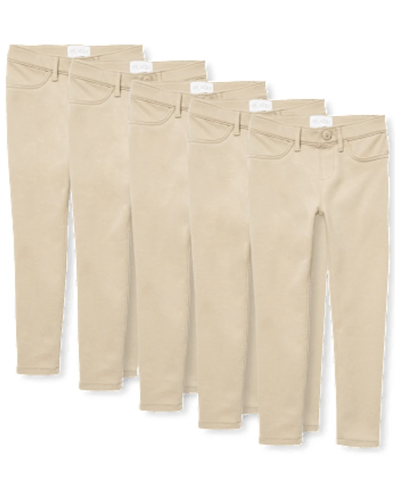 Girls Uniform Ponte Knit Pull On Jeggings 5-Pack