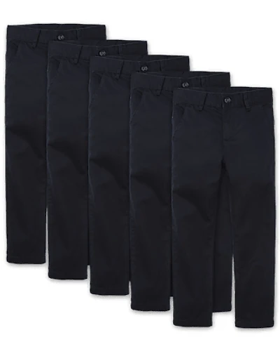 Boys Uniform Stretch Skinny Chino Pants 5-Pack