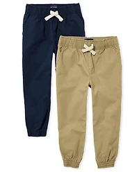 Boys Stretch Pull On Jogger Pants 2-Pack