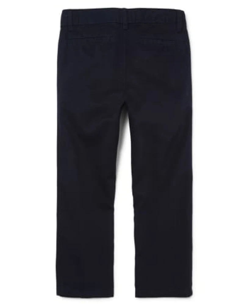 Boys Uniform Stretch Straight Chino Pants 4-Pack