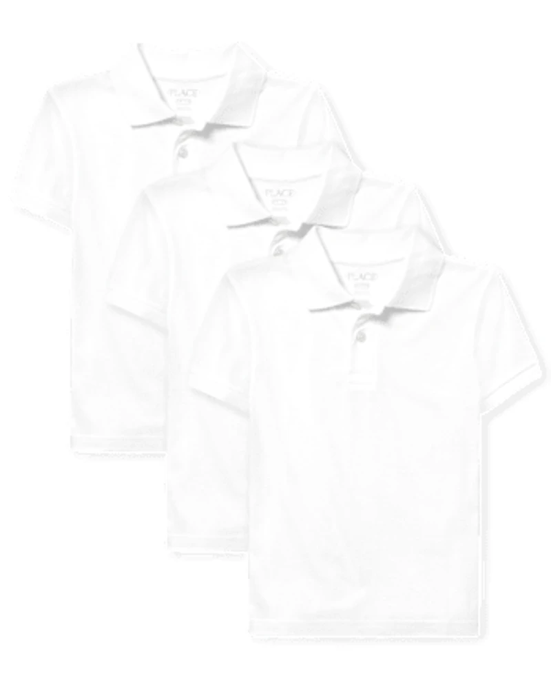 Boys Uniform Soft Jersey Polo 3-Pack