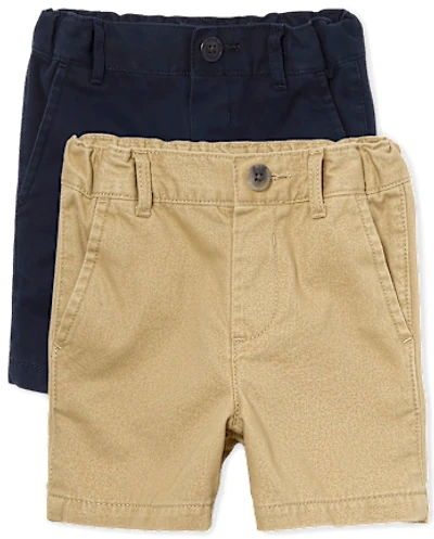 Baby And Toddler Boys Uniform Stretch Chino Shorts 2-Pack