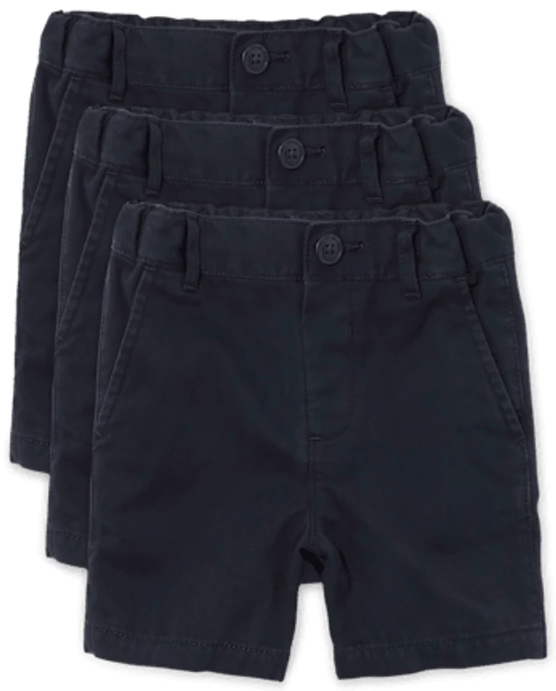 Baby And Toddler Boys Uniform Stretch Chino Shorts 3-Pack