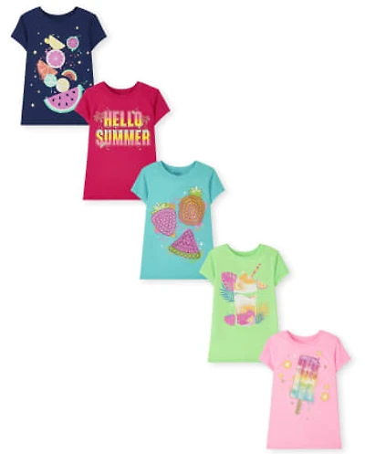 Girls Food Graphic Tee 5-Pack