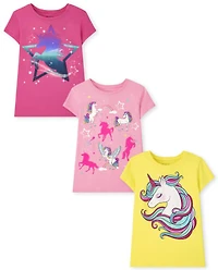 Girls Unicorn Graphic Tee 3-Pack