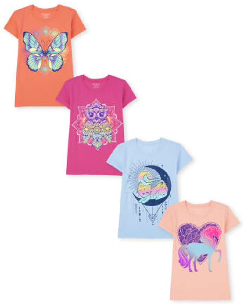 Girls Animal Graphic Tee 4-Pack