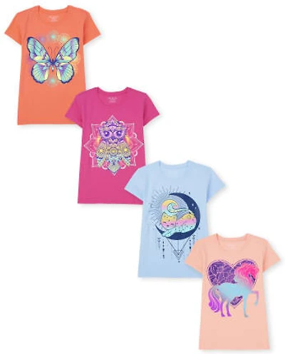 Girls Animal Graphic Tee 4-Pack