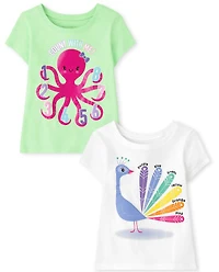 Toddler Girls Educational Graphic Tee 2-Pack