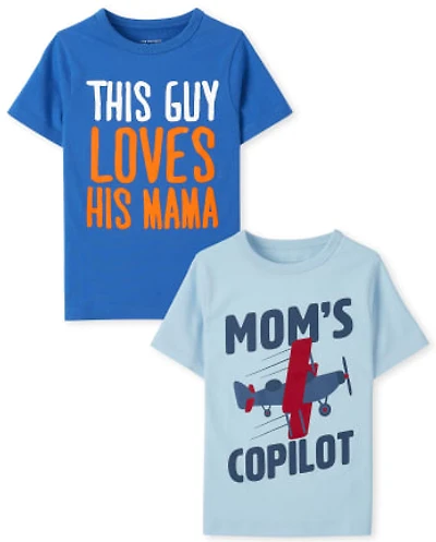 Baby And Toddler Boys Mom Graphic Tee 2-Pack