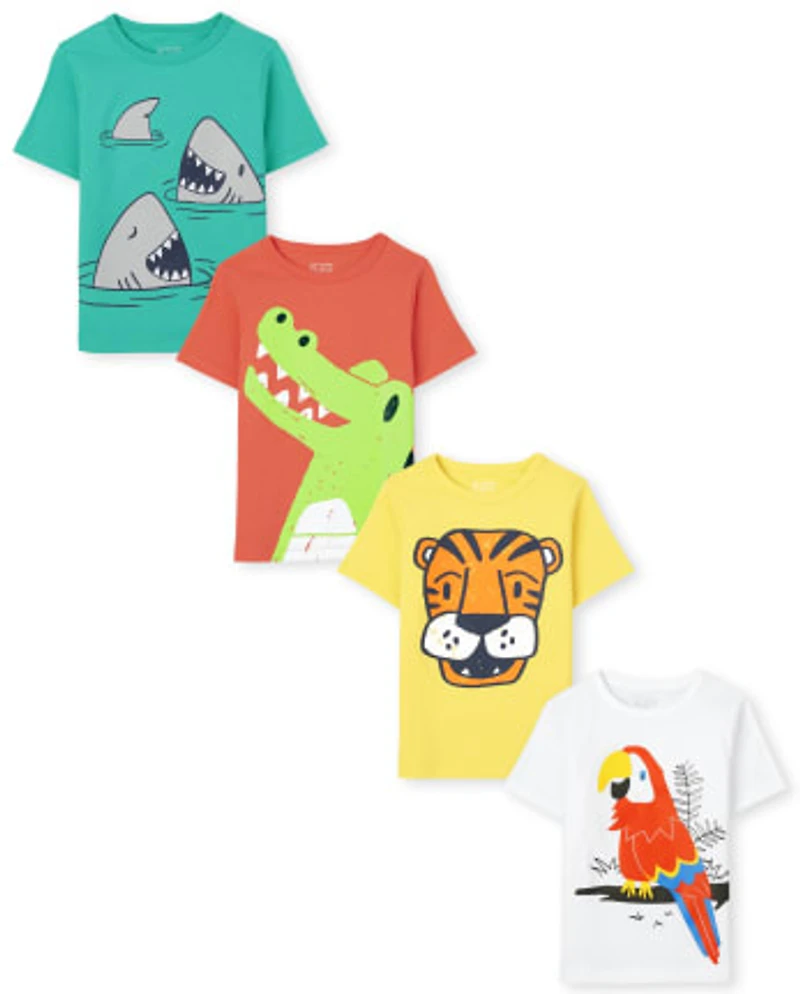 Baby And Toddler Boys Animal Graphic Tee 4-Pack