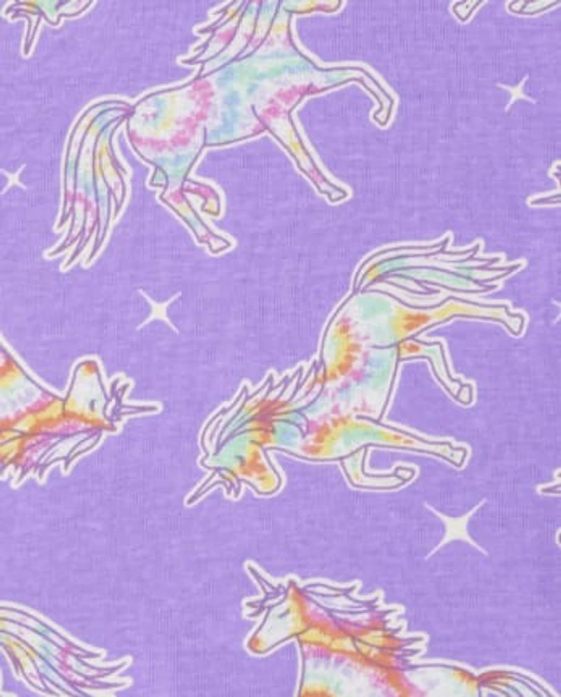 Baby And Toddler Girls Glow Unicorn Snug Fit Cotton Pajamas 2-Pack