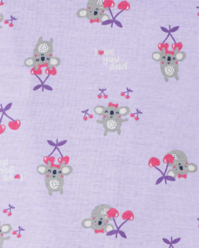 Baby And Toddler Girls Koala Strawberry Snug Fit Cotton One Piece Pajamas 2-Pack