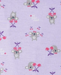 Baby And Toddler Girls Koala Strawberry Snug Fit Cotton One Piece Pajamas 2-Pack
