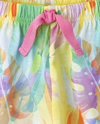 Girls Tropical Leaf Pajama Shorts