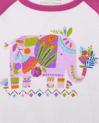 Baby And Toddler Girls Elephant Snug Fit Cotton Pajamas 2-Pack