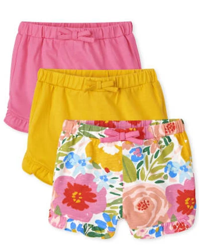 Baby Girls Floral Ruffle Shorts 3-Pack