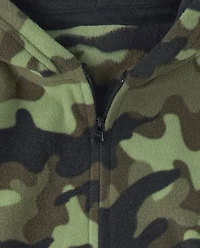Boys Camo Fleece One Piece Pajamas