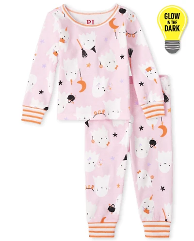 Baby And Toddler Girls Glow Fa-Boo-Lous Snug Fit Cotton Pajamas