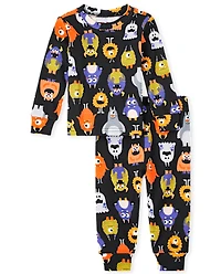 Baby And Toddler Glow Monster Mashup Snug Fit Cotton Pajamas