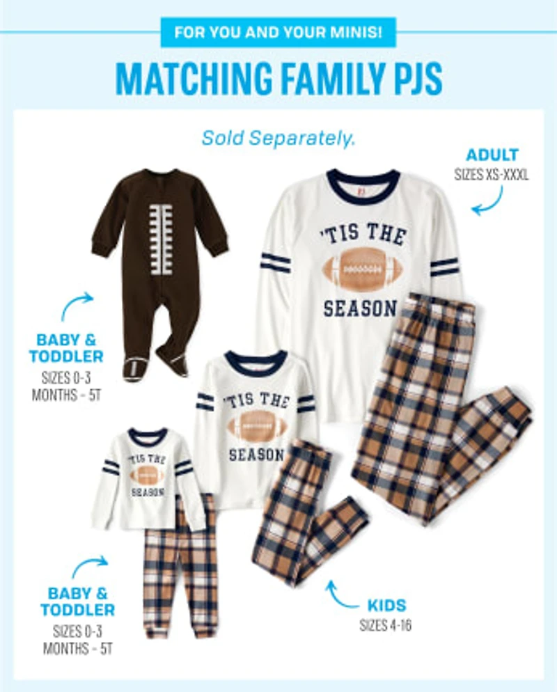 Baby And Toddler Matching Family 'Tis the Season for Football Fleece One Piece Pajamas