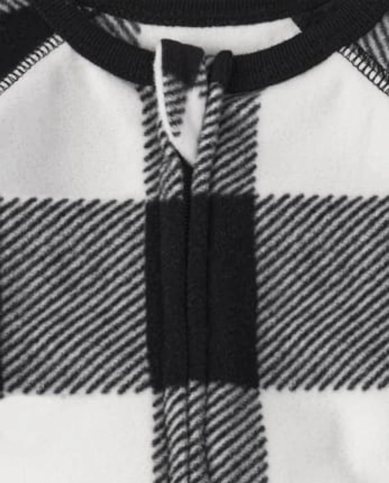 Baby And Toddler Matching Family Buffalo Plaid Fleece One Piece Pajamas