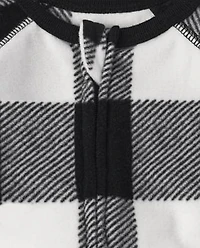 Baby And Toddler Matching Family Buffalo Plaid Fleece One Piece Pajamas