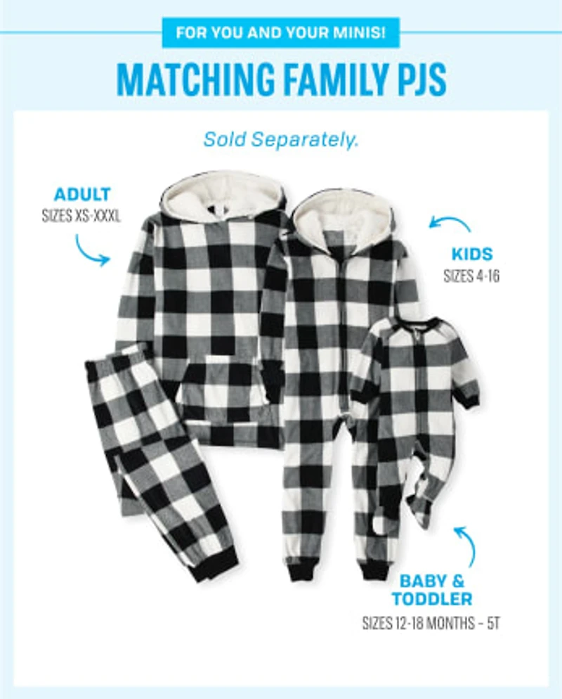 Baby And Toddler Matching Family Buffalo Plaid Fleece One Piece Pajamas
