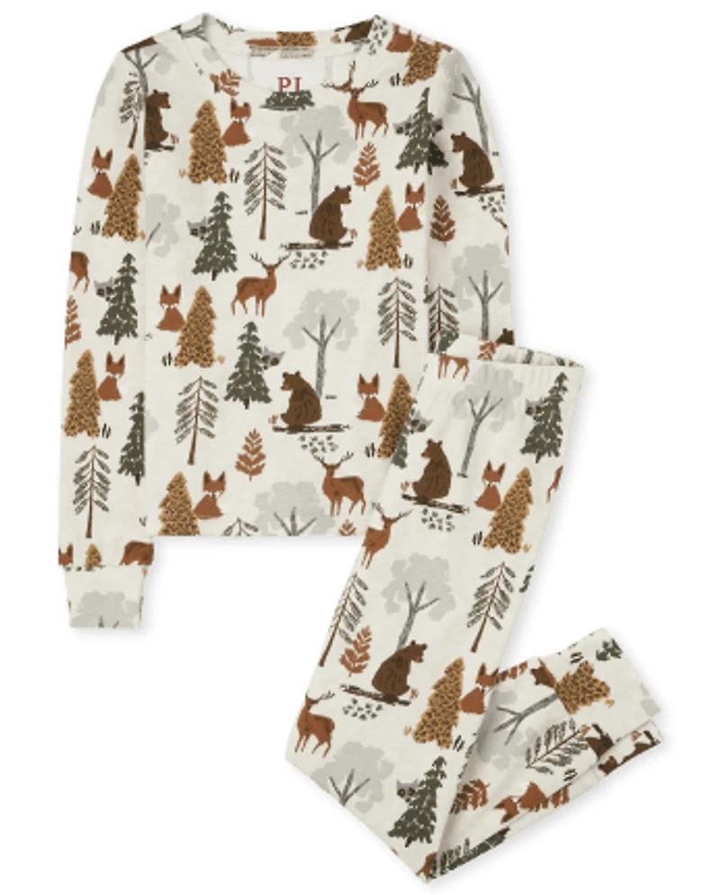 Kids Matching Family Woodland Friends Snug Fit Cotton Pajamas