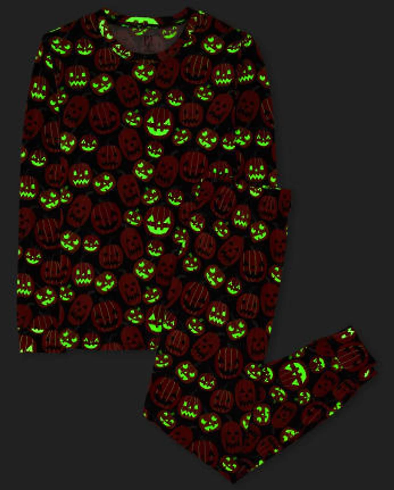 Adult Matching Family Glow Pumpkin Patch Cotton Pajamas
