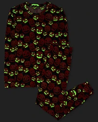 Adult Matching Family Glow Pumpkin Patch Cotton Pajamas
