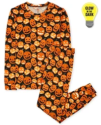 Adult Matching Family Glow Pumpkin Patch Cotton Pajamas