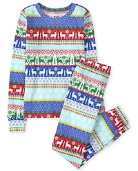 Kids Matching Family Merry and Bright Fairisle Snug Fit Cotton Pajamas