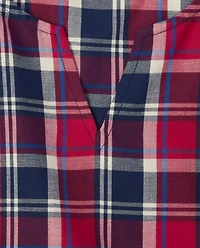 Womens Matching Family Plaid Tie Front Top