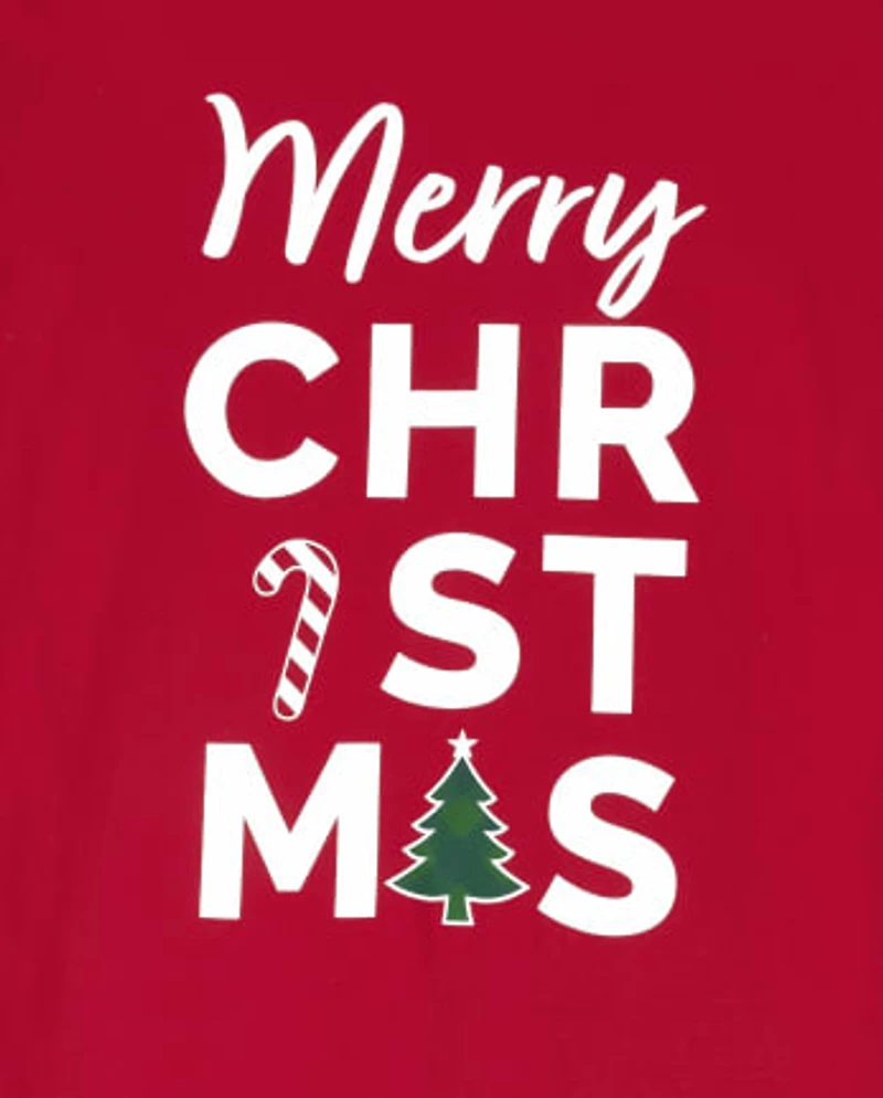 Adult Matching Family Merry Christmas Cotton And Fleece Pajamas