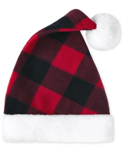 Kids Matching Family Buffalo Plaid Santa Hat