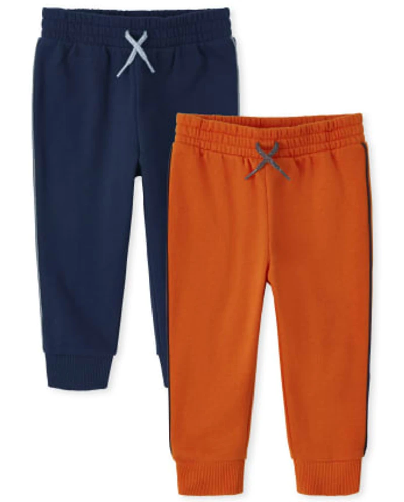 Toddler Boys Side Stripe Fleece Jogger Pants 2-Pack