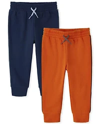 Toddler Boys Side Stripe Fleece Jogger Pants 2-Pack