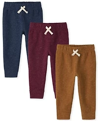 Baby And Toddler Boys Fleece Jogger Pants 3-Pack