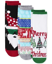 Kids Matching Family Santa Crew Socks 3-Pack