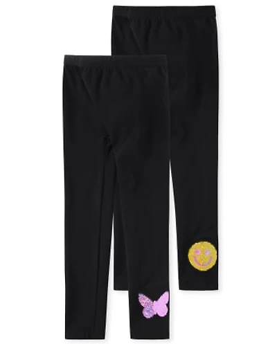 Girls Flip Sequin Fleece Lined Leggings 2-Pack