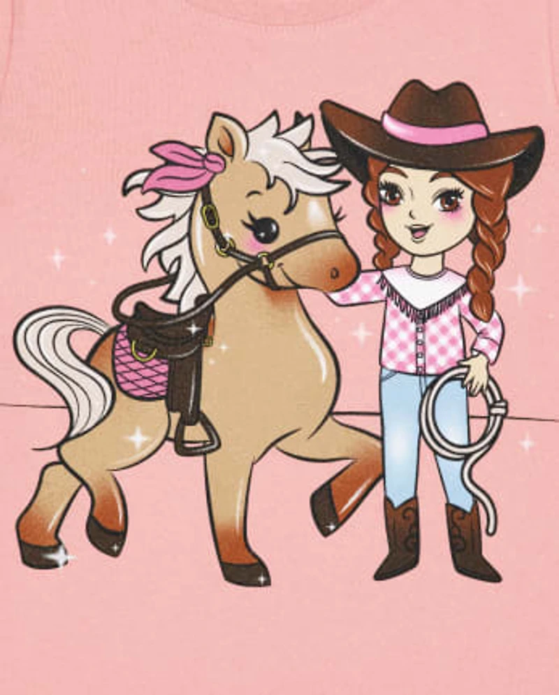 Baby And Toddler Girls Cowgirl Graphic Tee 2-Pack
