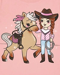 Baby And Toddler Girls Cowgirl Graphic Tee 2-Pack