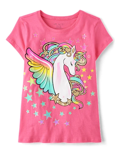 Girls Unicorn Stars Graphic Tee