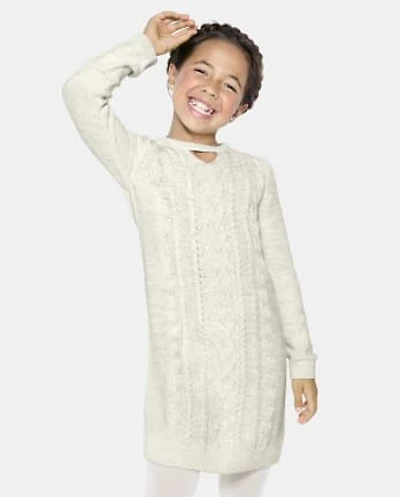 Girls Cable Knit Cut Out Sweater Dress