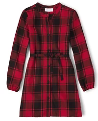 Girls Matching Family Buffalo Plaid Shirt Dress