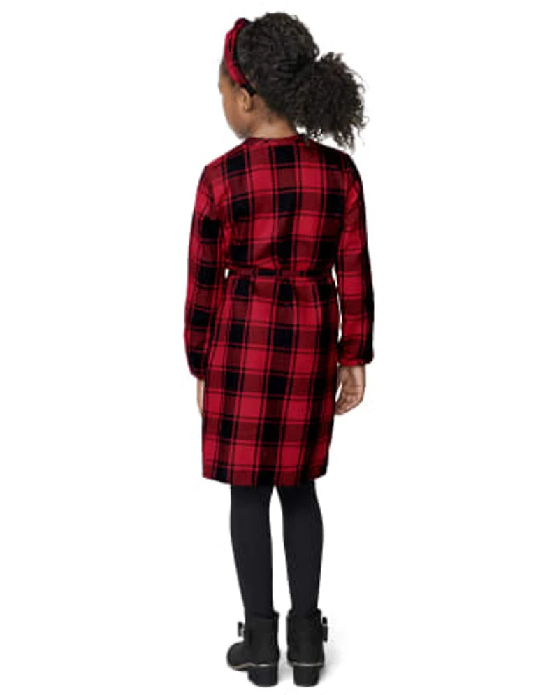 Girls Matching Family Buffalo Plaid Shirt Dress